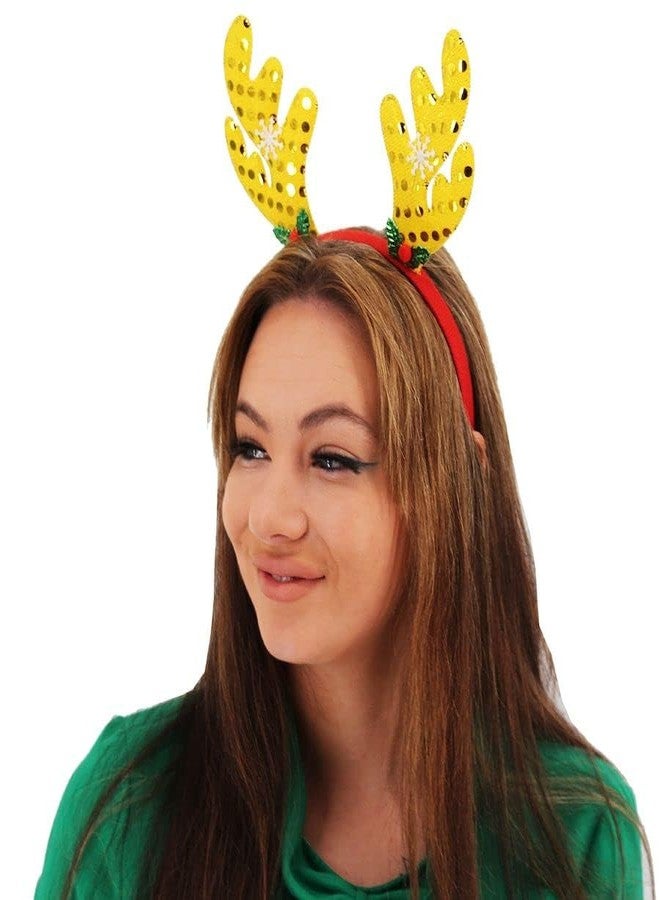 Infispace® Christmas Reindeer Antlers Headband with Bells for Adults (Yellow (Pack of 1)) - Image 4